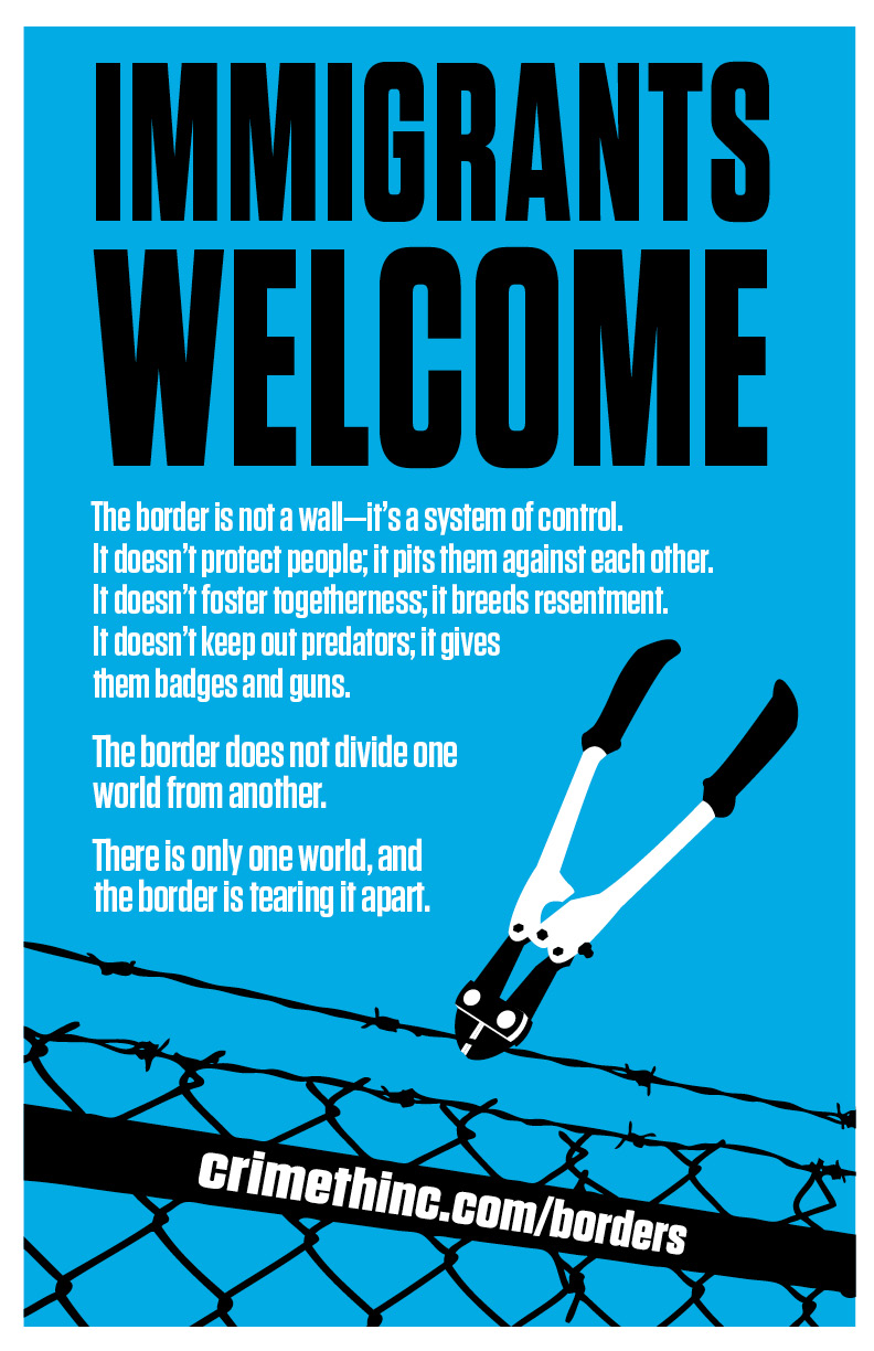 Fotka  ‘Immigrants Welcome’ přední strana