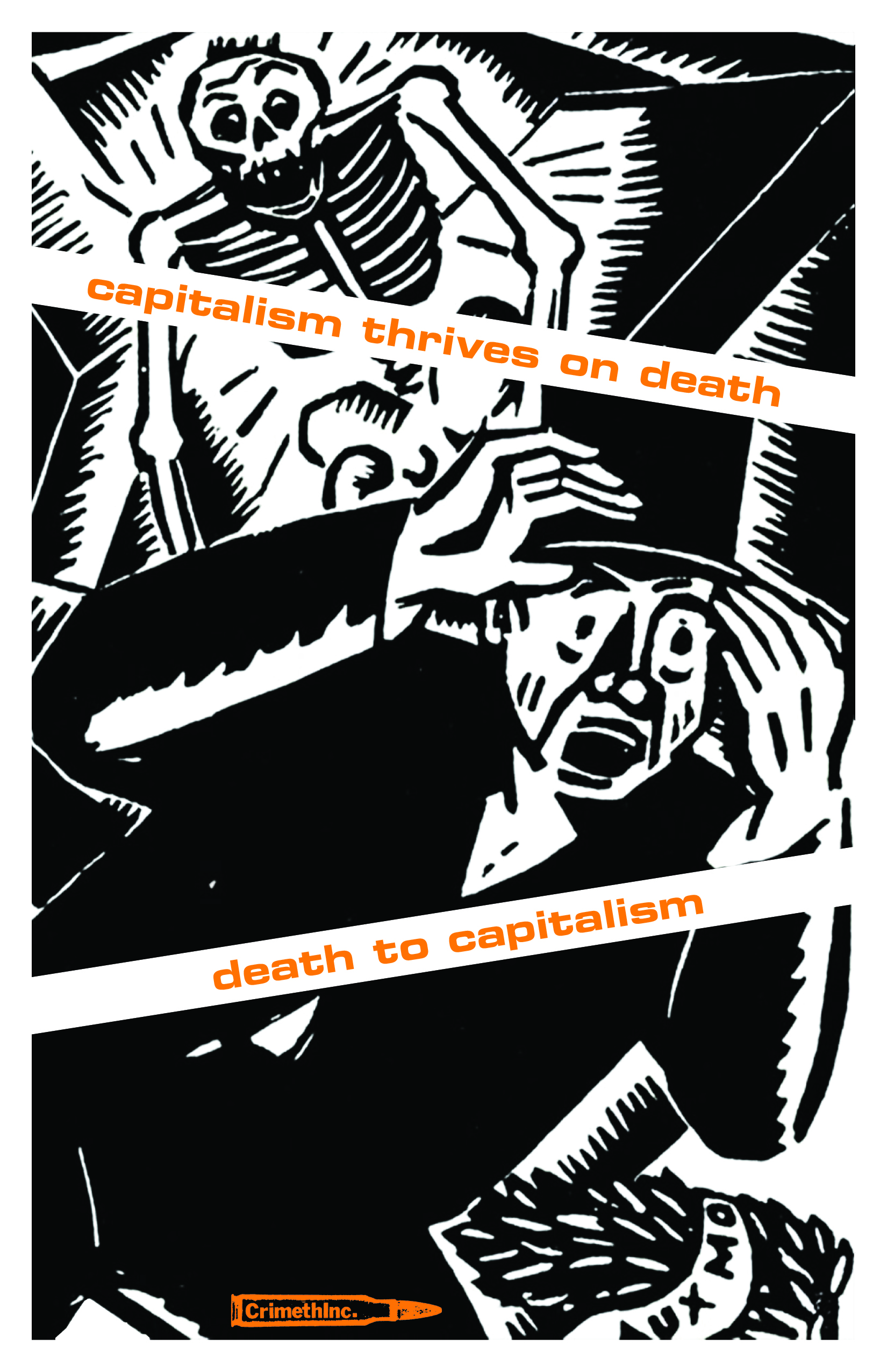 Fotka  ‘Capitalism Thrives on Death—Death to Capitalism’ přední strana