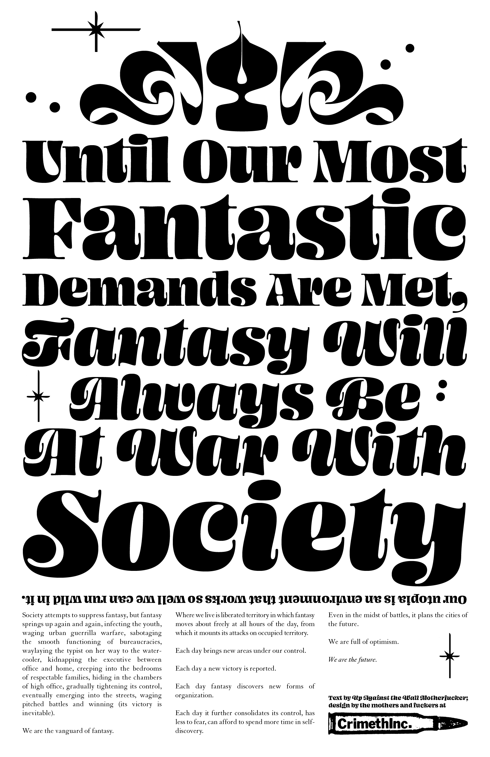 Fotka  ‘Until Our Most Fantastic Demands Are Met, Fantasy Will Always Be At War With Society’ přední strana