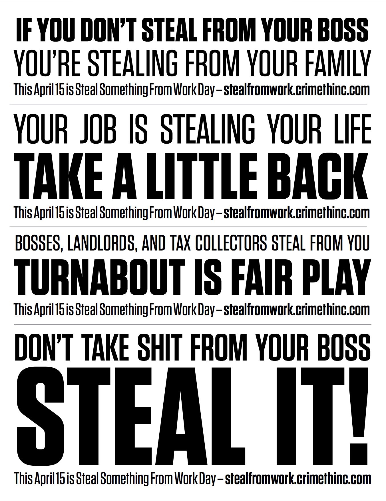 Fotka  ‘Steal Something from Work Day’ přední strana