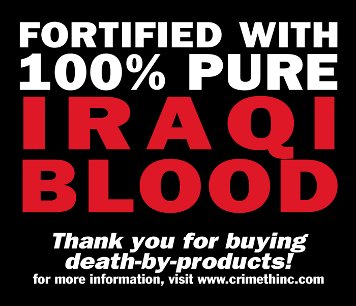 Fotka  ‘Fortified with Iraqi Blood’ přední strana
