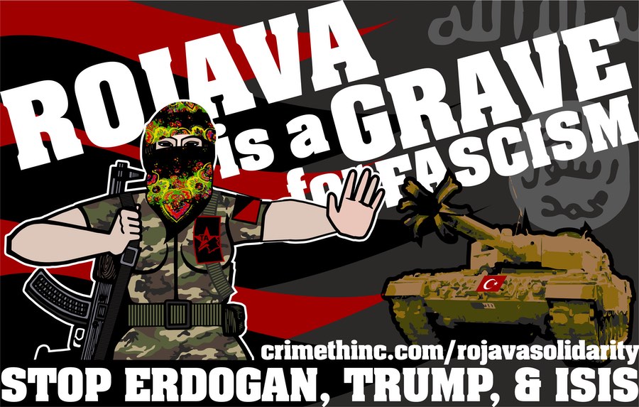 Fotka  ‘Rojava is a Grave for Fascism - TA’ přední strana