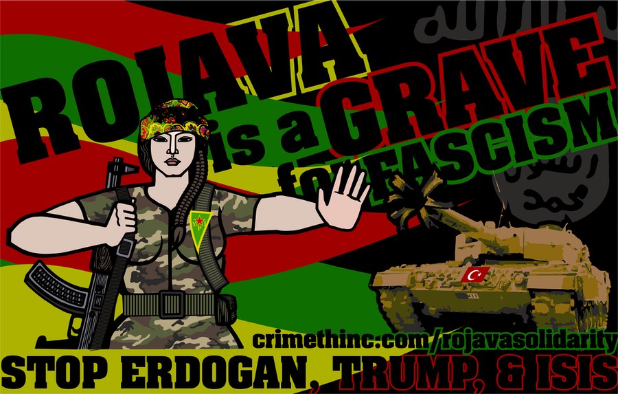 Fotka  ‘Rojava is a Grave for Fascism - YPJ’ přední strana