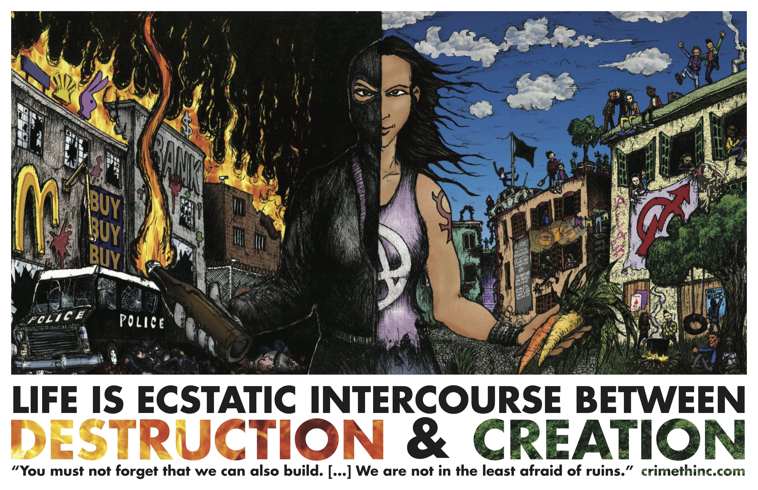 Fotka  ‘Life is Ecstatic Discourse Between Destruction and Creation’ přední strana